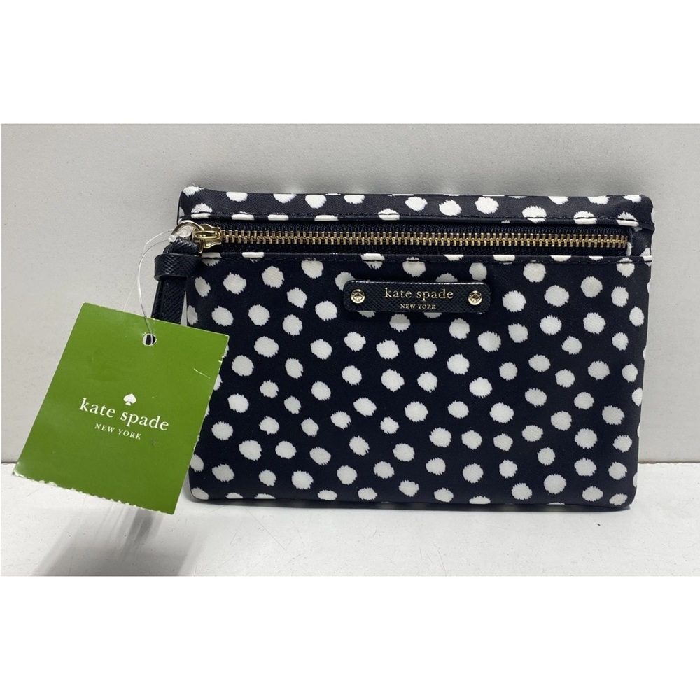 Kate Spade Drew Wilson Road Small Black & White Polka Dot Pouch